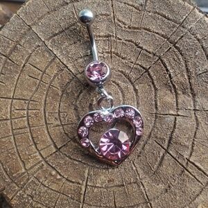 COPY - Pink heart belly ring